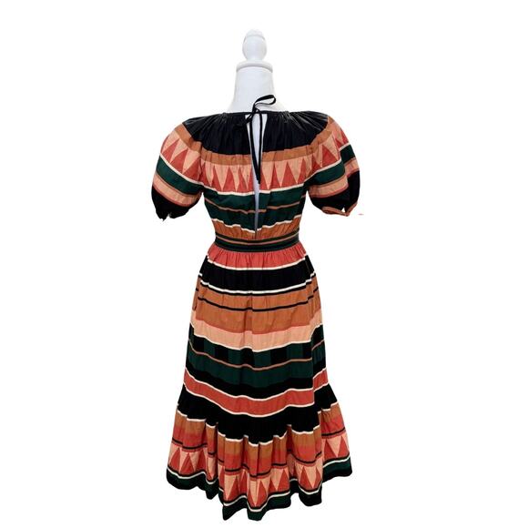 Ulla Johnson Ayita Dress Striped 0 Orange Green - Picture 6 of 10